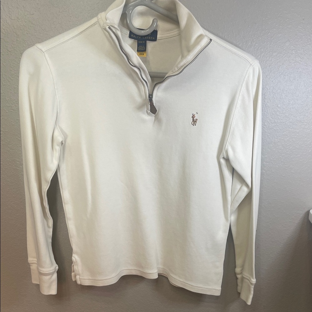 Polo by Ralph Lauren Men's White Zip-Up Sweater Boys M like new !